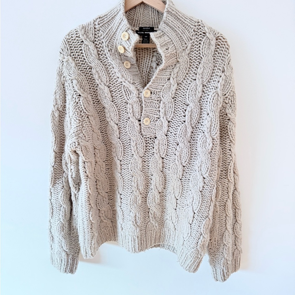 Club Monaco Handknit Cable Sweater – M – Cream